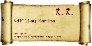 Kállay Karina névjegykártya